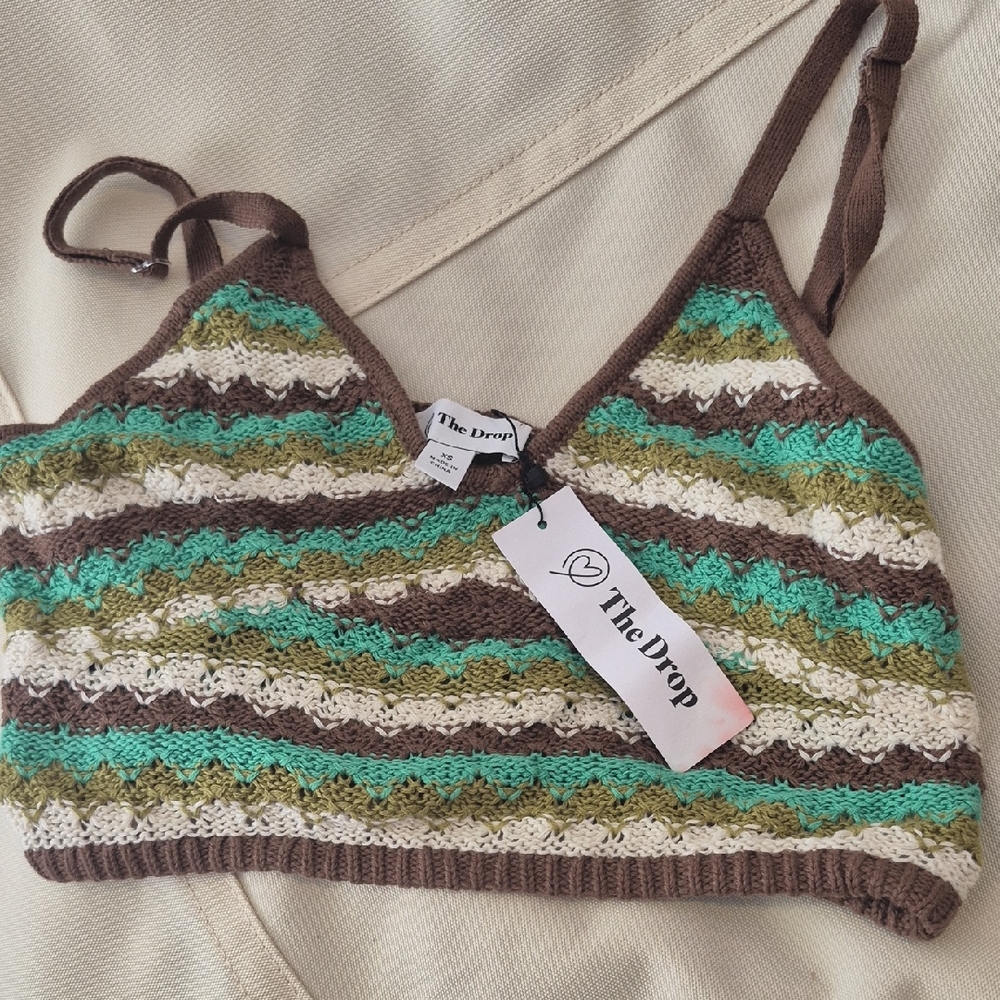 The Drop Women's Multicolor Striped Crop Top